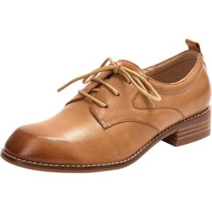 imageMona flying Womens Handmade Two Tone Dress Oxfords Saddle Derby Comfy Lace up Leather Shoes for LadiesBrownness