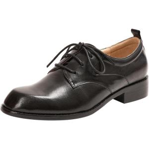 imageMona flying Womens Handmade Two Tone Dress Oxfords Saddle Derby Comfy Lace up Leather Shoes for LadiesDark Black