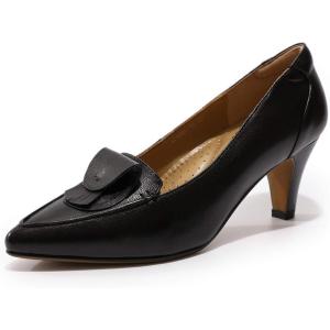 imageMona flying Womens Leather Comfortable Pointed Toe Pumps 7cm High Heels Dressy Casual Office Work Shoes for LadiesBlack