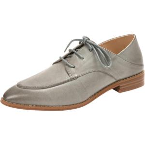 imageMona flying Womens Pointed Toe Oxfords Derby Retro Lace up Leather Flat Office Work Shoes for LadiesGrayness
