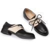 imageMona flying Womens Handmade Two Tone Dress Oxfords Derby Comfy Lace up Leather Shoes for LadiesBlack Offwhite