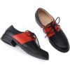 imageMona flying Womens Handmade Two Tone Dress Oxfords Derby Comfy Lace up Leather Shoes for LadiesBlackRed