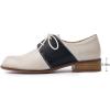 imageMona flying Womens Handmade Two Tone Dress Oxfords Derby Comfy Lace up Leather Shoes for LadiesOffwhite Black