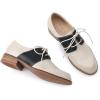imageMona flying Womens Handmade Two Tone Dress Oxfords Derby Comfy Lace up Leather Shoes for LadiesOffwhite Black