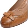 imageMona flying Womens Leather 5 cm Pump Chunky Med Heel Round Toe Office Dress Shoes for LadiesBrown