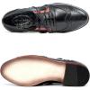 imageMona flying Womens Leather Perforated Laceup Oxfords Brogue Wingtip Derby Shoes for ladis WomenBlackRed