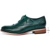imageMona flying Womens Leather Perforated Laceup Oxfords Brogue Wingtip Derby Shoes for ladis WomenGreen