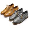 imageMona flying Womens Leather Perforated Laceup Oxfords Brogue Wingtip Derby Shoes for ladis WomenGrey