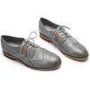 imageMona flying Womens Leather Perforated Laceup Oxfords Brogue Wingtip Derby Shoes for ladis WomenGrey