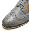 imageMona flying Womens Leather Perforated Laceup Oxfords Brogue Wingtip Derby Shoes for ladis WomenGrey