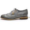 imageMona flying Womens Leather Perforated Laceup Oxfords Brogue Wingtip Derby Shoes for ladis WomenGrey