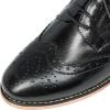 imageMona flying Womens Leather Perforated Laceup Oxfords Brogue Wingtip Derby Shoes for ladis WomenInk Black