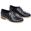 imageMona flying Womens Leather Perforated Laceup Oxfords Brogue Wingtip Derby Shoes for ladis WomenInk Black