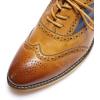 imageMona flying Womens Stacked Heel Wingtip Oxfords Ladies Comfortable Laceup Leather Brogue ShoesBrownblue