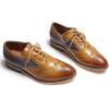 imageMona flying Womens Stacked Heel Wingtip Oxfords Ladies Comfortable Laceup Leather Brogue ShoesBrownblue
