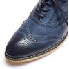 imageMona flying Womens Stacked Heel Wingtip Oxfords Ladies Comfortable Laceup Leather Brogue ShoesDark Blue