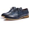imageMona flying Womens Stacked Heel Wingtip Oxfords Ladies Comfortable Laceup Leather Brogue ShoesDark Blue