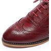 imageMona flying Womens Stacked Heel Wingtip Oxfords Ladies Comfortable Laceup Leather Brogue ShoesGarnet