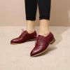imageMona flying Womens Stacked Heel Wingtip Oxfords Ladies Comfortable Laceup Leather Brogue ShoesGarnet