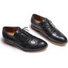 imageMona flying Womens Stacked Heel Wingtip Oxfords Ladies Comfortable Laceup Leather Brogue ShoesPure Black