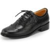 imageMona flying Womens Wingtip Oxfords Brogue Comfortable Handmade Lace up Leather Shoes for LadiesBlack