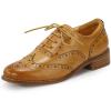 imageMona flying Womens Wingtip Oxfords Brogue Comfortable Handmade Lace up Leather Shoes for LadiesBrown