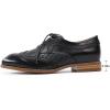 imageMona flying Leather Flat Oxfords for Women Lace up Brogue Wingtips for LadiesBlack
