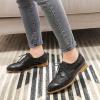 imageMona flying Leather Flat Oxfords for Women Lace up Brogue Wingtips for LadiesBlack