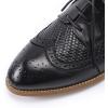 imageMona flying Leather Flat Oxfords for Women Lace up Brogue Wingtips for LadiesBlack