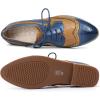 imageMona flying Leather Flat Oxfords for Women Lace up Brogue Wingtips for LadiesBlue Brown