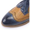 imageMona flying Leather Flat Oxfords for Women Lace up Brogue Wingtips for LadiesBlue Brown