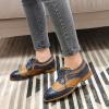 imageMona flying Leather Flat Oxfords for Women Lace up Brogue Wingtips for LadiesBlue Brown