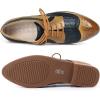 imageMona flying Leather Flat Oxfords for Women Lace up Brogue Wingtips for LadiesBrown Black