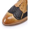 imageMona flying Leather Flat Oxfords for Women Lace up Brogue Wingtips for LadiesBrown Black