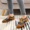 imageMona flying Leather Flat Oxfords for Women Lace up Brogue Wingtips for LadiesBrown Black