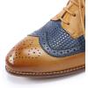 imageMona flying Leather Flat Oxfords for Women Lace up Brogue Wingtips for LadiesBrown Blue