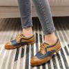 imageMona flying Leather Flat Oxfords for Women Lace up Brogue Wingtips for LadiesBrown Blue