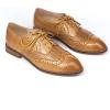 imageMona flying Leather Flat Oxfords for Women Lace up Brogue Wingtips for LadiesPale Brown