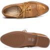 imageMona flying Leather Flat Oxfords for Women Lace up Brogue Wingtips for LadiesPale Brown