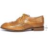 imageMona flying Leather Flat Oxfords for Women Lace up Brogue Wingtips for LadiesPale Brown