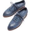 imageMona flying Womens Comfortable Wingtip Oxfords Brogue Saddle Laceup Leather Shoes for LadiesBlue