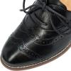 imageMona flying Womens Leather 4 cm Mid Chunky Heel Wingtip Oxfords Brogue Lace up Dress Pumps Heel Office Work Shoes for LadiesBlack