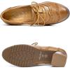imageMona flying Womens Leather 4 cm Mid Chunky Heel Wingtip Oxfords Brogue Lace up Dress Pumps Heel Office Work Shoes for LadiesBrown