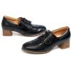 imageMona flying Womens Leather 4 cm Mid Chunky Heel Wingtip Oxfords Brogue Lace up Dress Pumps Heel Office Work Shoes for LadiesPitchblack