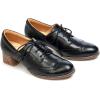 imageMona flying Womens Leather 4 cm Mid Chunky Heel Wingtip Oxfords Brogue Lace up Dress Pumps Heel Office Work Shoes for LadiesPitchblack