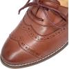 imageMona flying Womens Leather 4 cm Mid Chunky Heel Wingtip Oxfords Brogue Lace up Dress Pumps Heel Office Work Shoes for LadiesRustyred