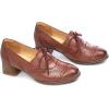 imageMona flying Womens Leather 4 cm Mid Chunky Heel Wingtip Oxfords Brogue Lace up Dress Pumps Heel Office Work Shoes for LadiesRustyred