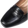 imageMona flying Womens Leather 7 cm Chunky Heel Loafers Pumps Square Toe High Heel Office Work Dress Shoes for LadiesBlack