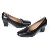 imageMona flying Womens Leather 7 cm Chunky Heel Loafers Pumps Square Toe High Heel Office Work Dress Shoes for LadiesBlack