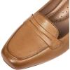 imageMona flying Womens Leather 7 cm Chunky Heel Loafers Pumps Square Toe High Heel Office Work Dress Shoes for LadiesBrown